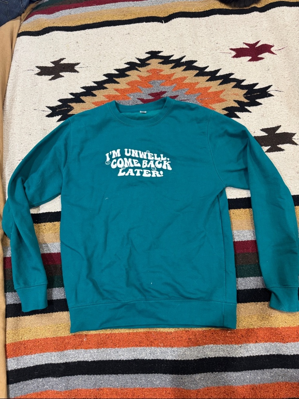 Crewneck Sweatshirt in Teal with White Graphic
